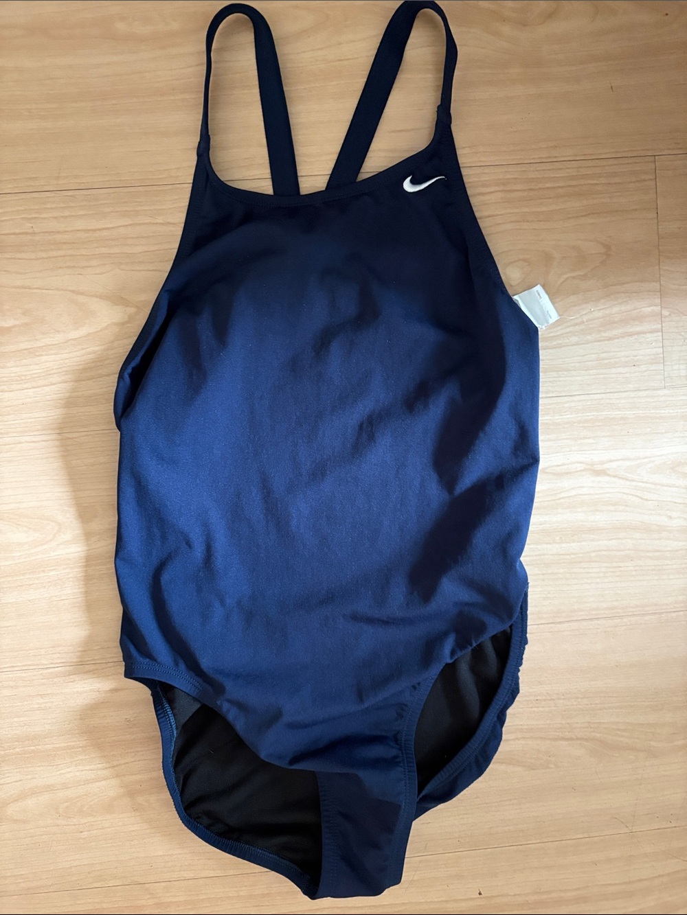 Nike Navy Blue womans One-Piece Swimsuit with White Swoosh